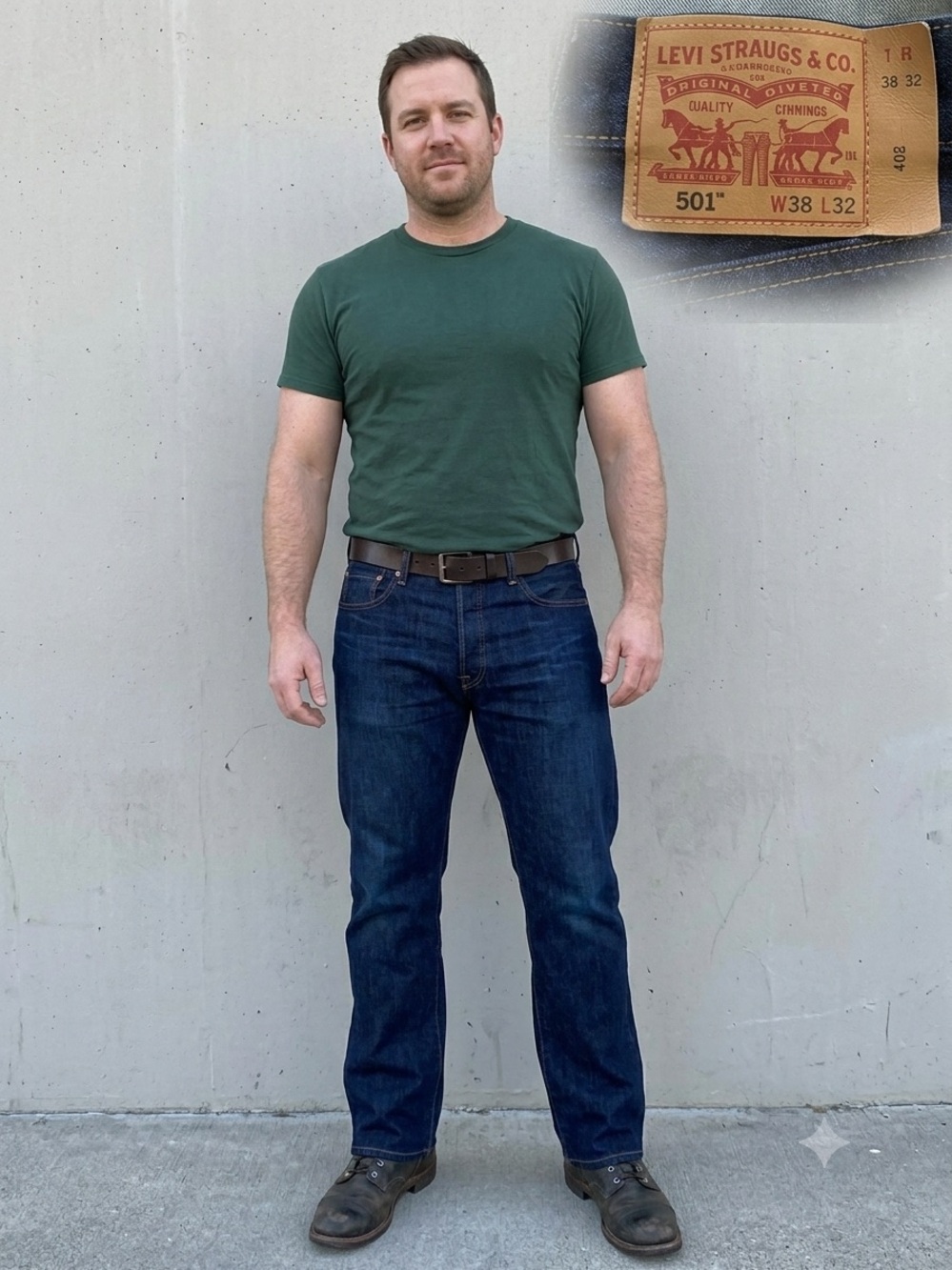 LEVI STRAUSS Men's Dark Blue Straight-Leg Jeans. Size W 38 L 32
